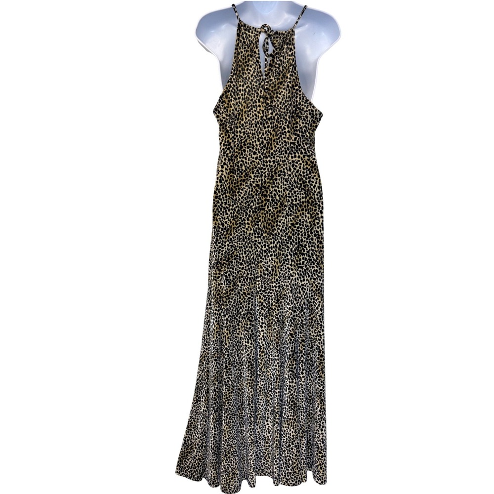 Karen Alexander Boston Proper Leopard Halter Maxi Dress Keyhole Velvet Medium - Picture 2 of 8